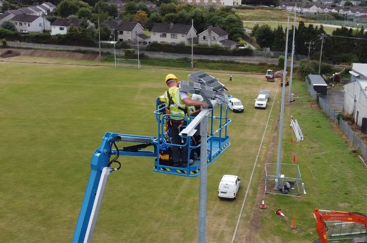 SBE turnkey sports lighting installation in progress